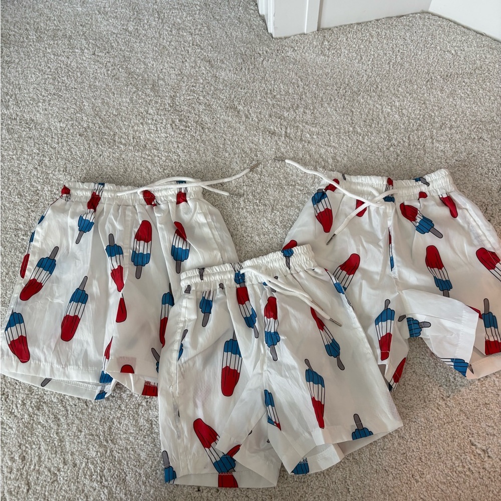 Lola + The Boys Red and Blue Popsicle Swim Trunks